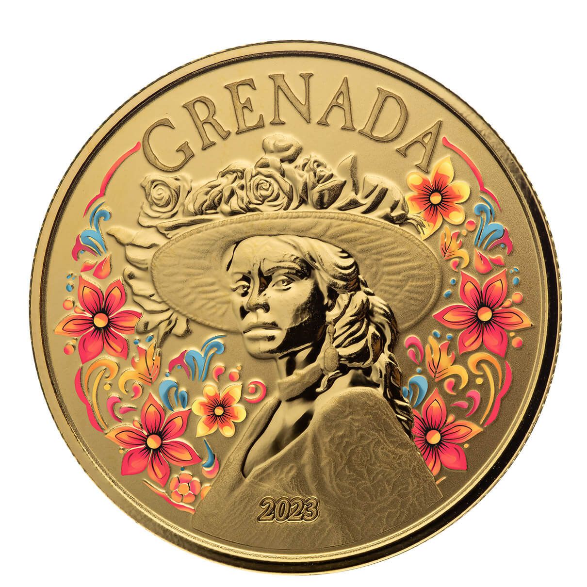 2023 Scottsdale Mint Ec8 Grenada La Diablesse 1 Troy Ounce 9999 Fine Gold Color Proof Coin 06