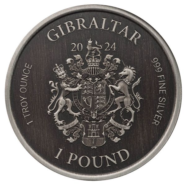 2024 Scottsdale Mint Gibraltar Lady Justice 1 Troy Ounce 999 Fine Silver Antique Coin 02