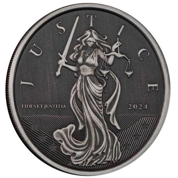 2024 Scottsdale Mint Gibraltar Lady Justice 1 Troy Ounce 999 Fine Silver Antique Coin 03