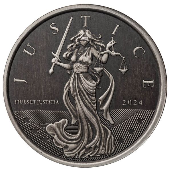 2024 Scottsdale Mint Gibraltar Lady Justice 1 Troy Ounce 999 Fine Silver Antique Coin 04