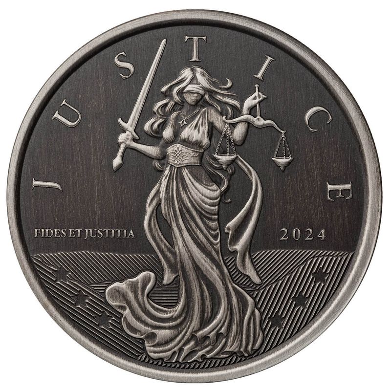 2024 Scottsdale Mint Gibraltar Lady Justice 1 Troy Ounce 999 Fine Silver Antique Coin 04