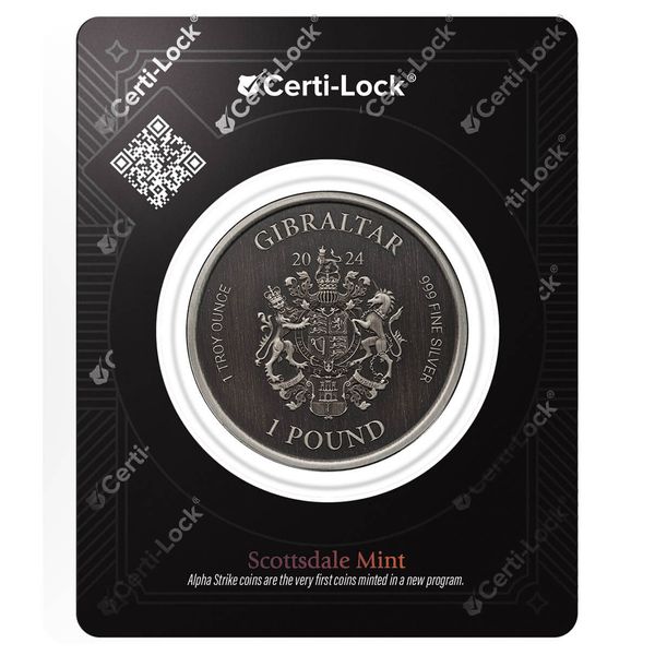 2024 Scottsdale Mint Gibraltar Lady Justice 1 Troy Ounce 999 Fine Silver Antique Coin 10 Alpha Strike