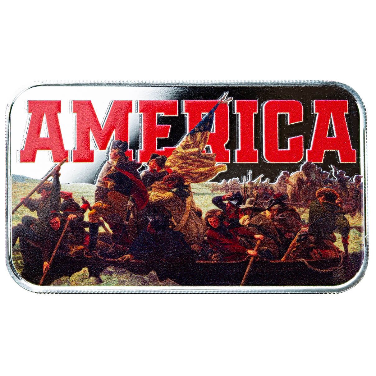 Scottsdale Mint America Crossing The Delaware 1 Troy Oz 999 Silver Color Bar 06