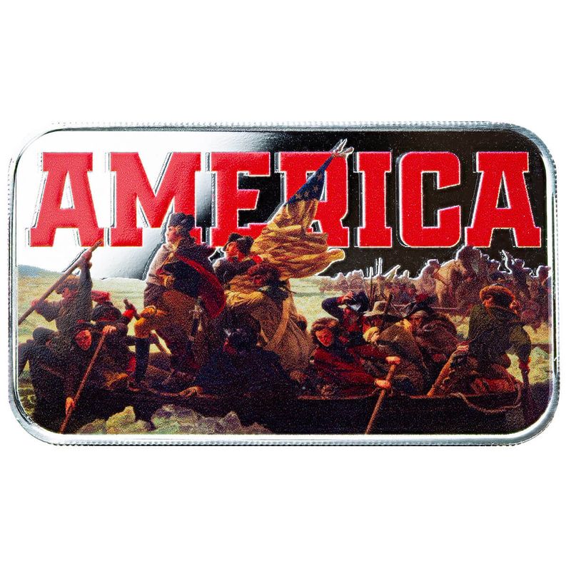Scottsdale Mint America Crossing The Delaware 1 Troy Oz 999 Silver Color Bar 06
