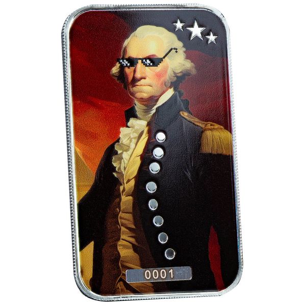 Scottsdale Mint George Washington Deal With It 1 Troy Oz 999 Silver Color Bar 09