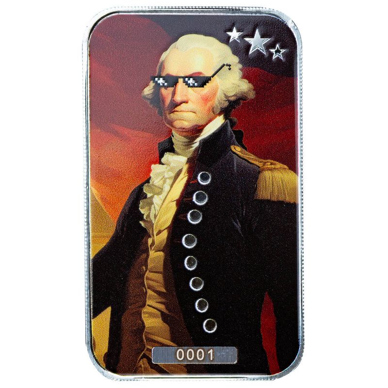 Scottsdale Mint George Washington Deal With It 1 Troy Oz 999 Silver Color Bar 10