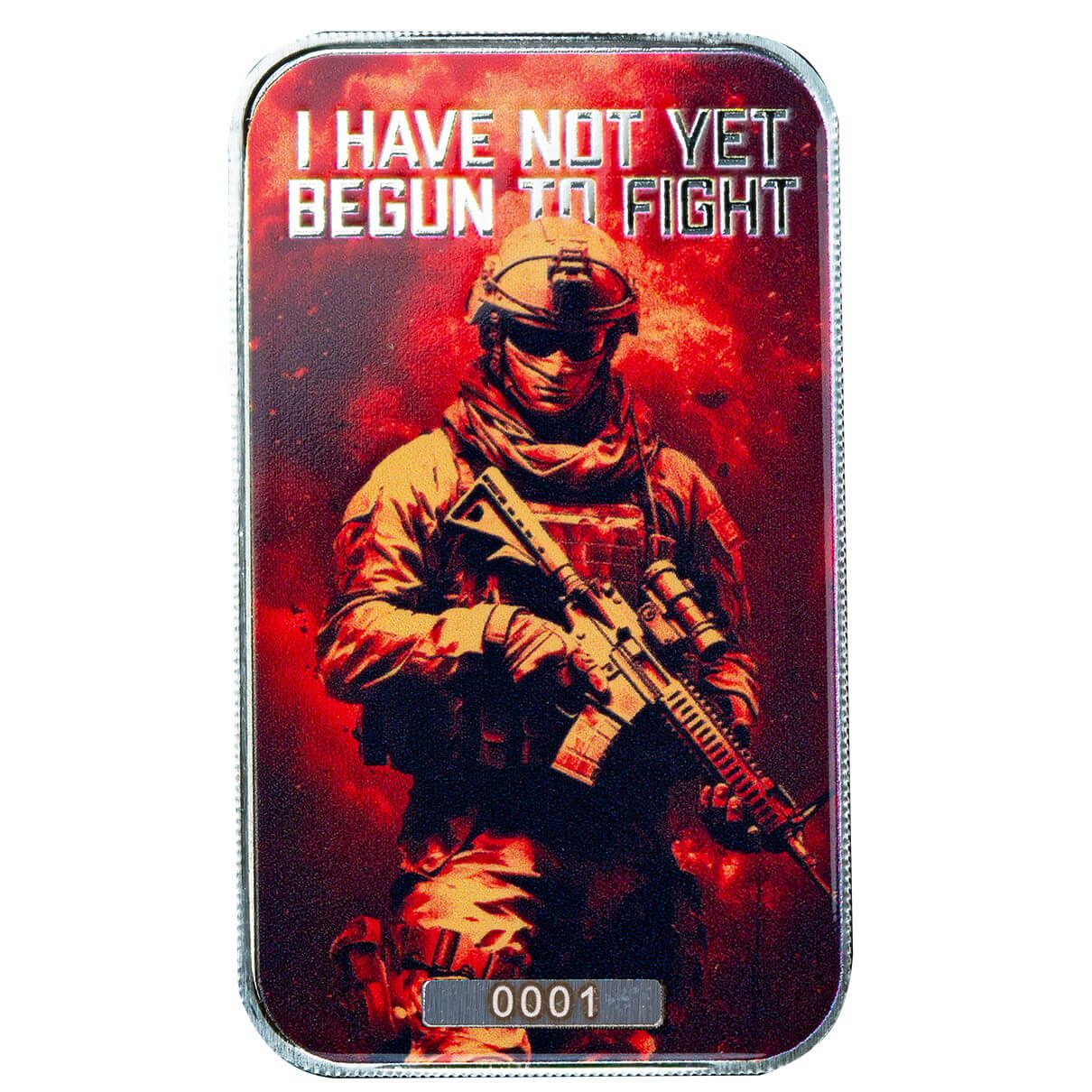 Scottsdale Mint I Have Not Yet Begun To Fight 1 Troy Oz 999 Silver Color Bar 10