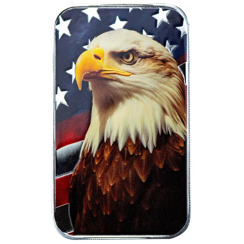 Scottsdale Mint Patriotic Bald Eagle 1 Troy Oz 999 Silver Color Bar 06