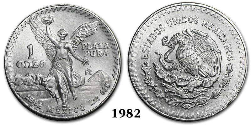 1982 Mexican Libertad Mexico Legal Tender 1 Onza Plata Pura 1 Ounce Silver