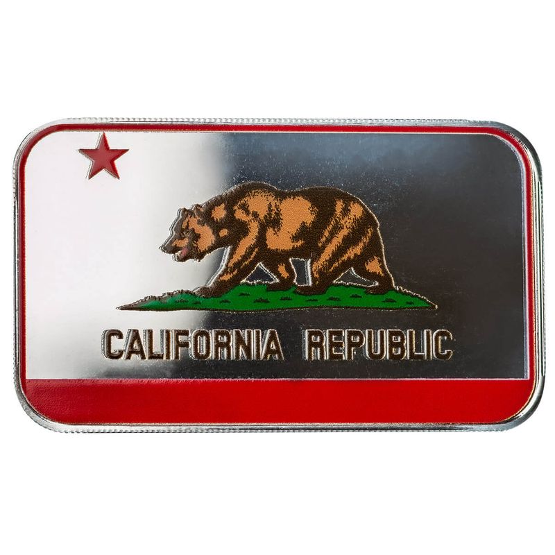 2024 Scottsdale Mint California State Usa Flag 1 Troy Ounce 999 Fine Silver Color Bar 02