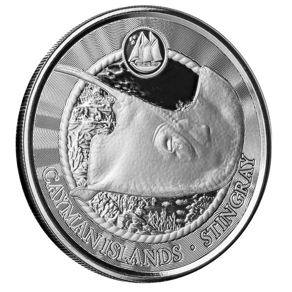 2024 Scottsdale Mint Cayman Islands Monetary Authority Stingray 1 Troy Ounce 9999 Fine Silver Proof Like Legal Tender Coin 01