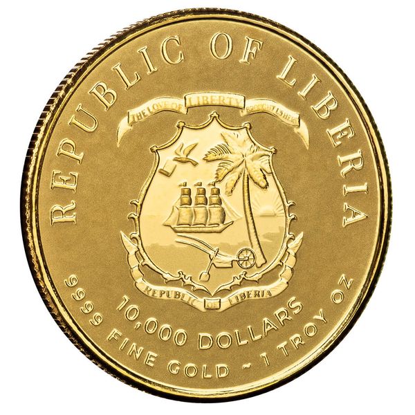 2024 Scottsdale Mint Liberia Commander Series Hernan Cortes 1 Troy Ounce 9999 Fine Gold Proof Like Legal Tender Coin 01