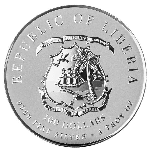 2024 Liberia Commander Series Hernan Cortes Bust 5 Troy Oz 9999 Silver Legal Tender Coin