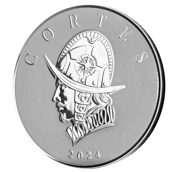 2024 Liberia Commander Series Hernan Cortes Bust 5 Troy Oz 9999 Silver Legal Tender Coin