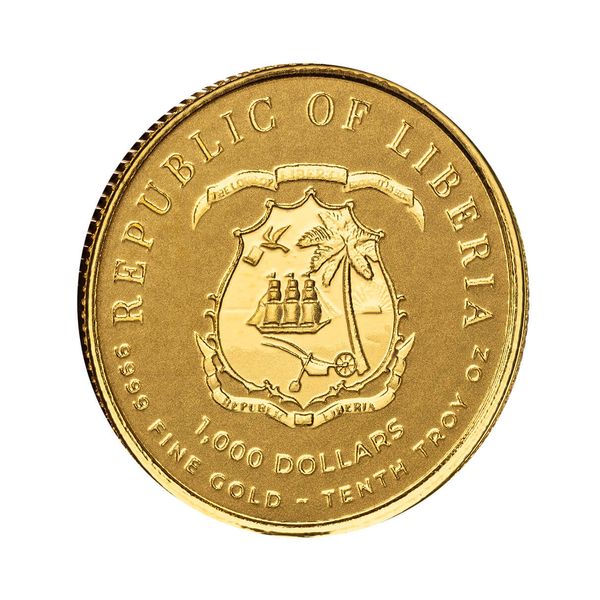 2024 Scottsdale Mint Liberia Commander Series Hernan Cortes Tenth Troy Ounce 9999 Fine Gold Proof Like Legal Tender Coin 01