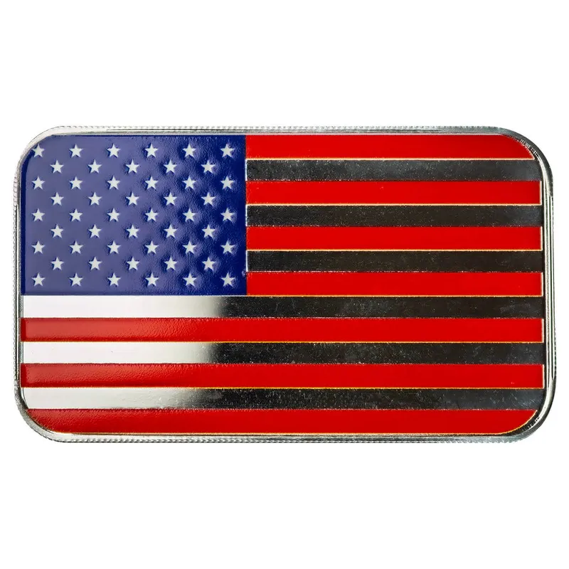 2024 Scottsdale Mint United States Of America National Country Flag 1 Troy Ounce 999 Fine Silver Color Bar 01