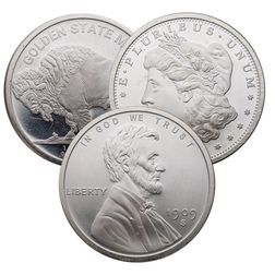 Golden State Mint Random Secondary Bullion Silver Round 999 Fine Silver 1 Troy Ounce Silver Round 13