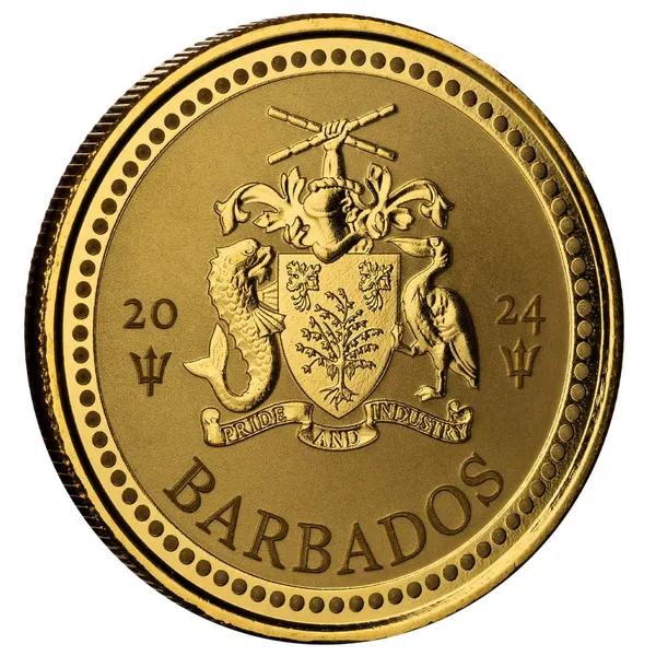 2024 Scottsdale Mint Barbados Trident 1 Troy Ounce 9999 Fine Gold Proof Like Coin 01