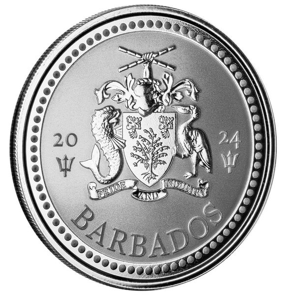 2024 Scottsdale Mint Barbados Trident 1 Troy Ounce 9999 Fine Silver Proof Like Coin 01