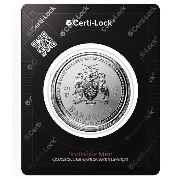 2024 Scottsdale Mint Barbados Trident 1 Troy Ounce 9999 Fine Silver Proof Like Coin 09