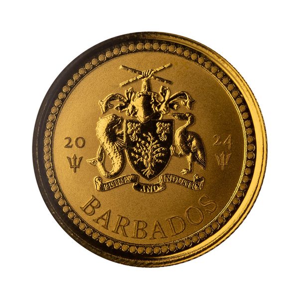 2024 Scottsdale Mint Barbados Trident Tenth Troy Ounce 9999 Fine Gold Proof Like Coin 02