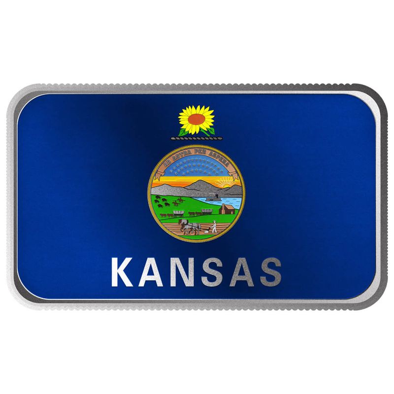 2024 Scottsdale Mint United States Flag Series 1 Troy Ounce 999 Fine Silver Kansas