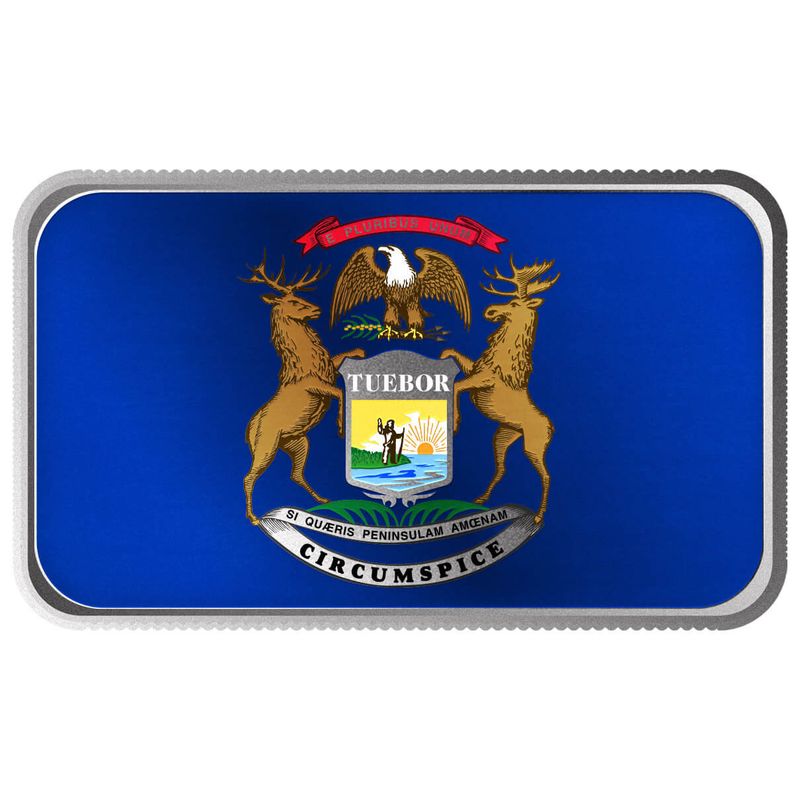2024 Scottsdale Mint United States Flag Series 1 Troy Ounce 999 Fine Silver Michigan