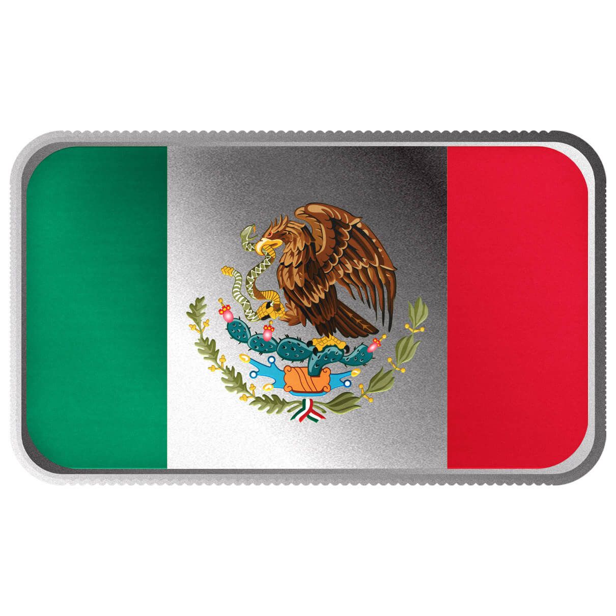 Mexico Country Flag 1 Troy Ounce 999 Fine Silver Color Bar