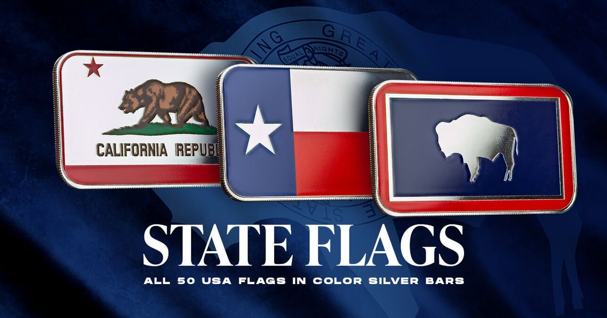Scottsdale Mint Releases All 50 Usa State Flags As Color Silver Bars