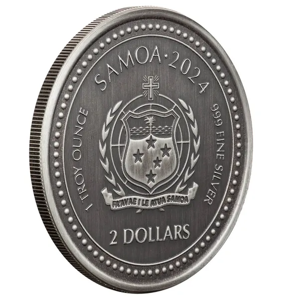 2024 Scottsdale Mint Samoa The Jesus Collection Genesis Jesus As Creator 1 Troy Ounce 999 Fine Silver Antique Legal Tender Coin 03