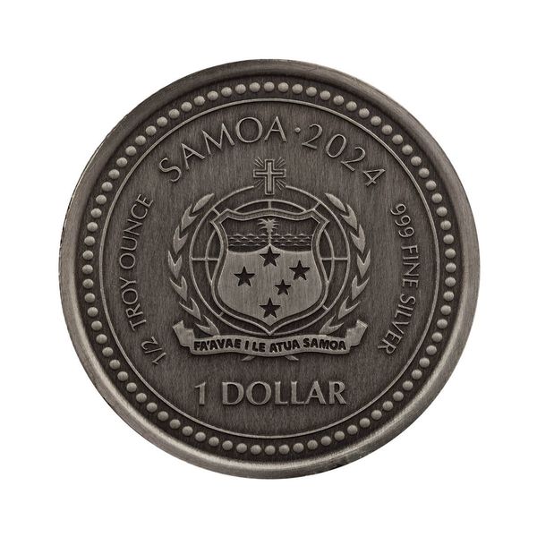 2024 Scottsdale Mint Samoa The Jesus Collection Genesis Jesus As Creator Half Troy Ounce 999 Fine Silver Antique Legal Tender Coin 04