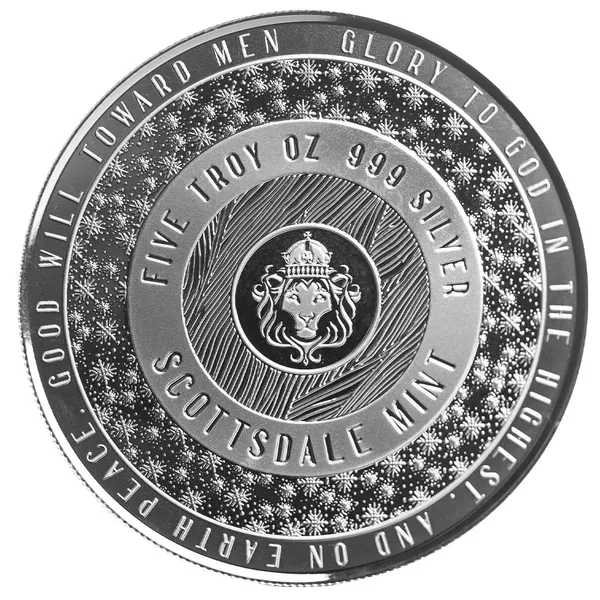 2024 Scottsdale Mint Bethlehem Nativity And Star 5 Troy Ounce 999 Fine Silver Proof Like Round 01