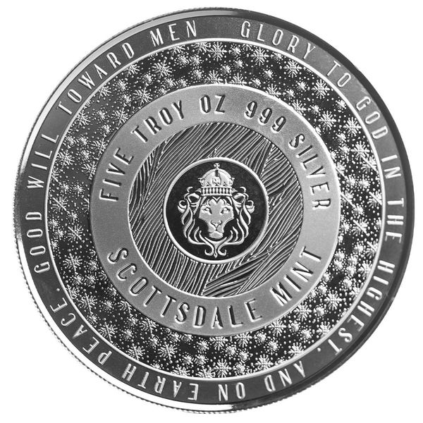 2024 Scottsdale Mint Bethlehem Nativity And Star 5 Troy Ounce 999 Fine Silver Proof Like Round 01