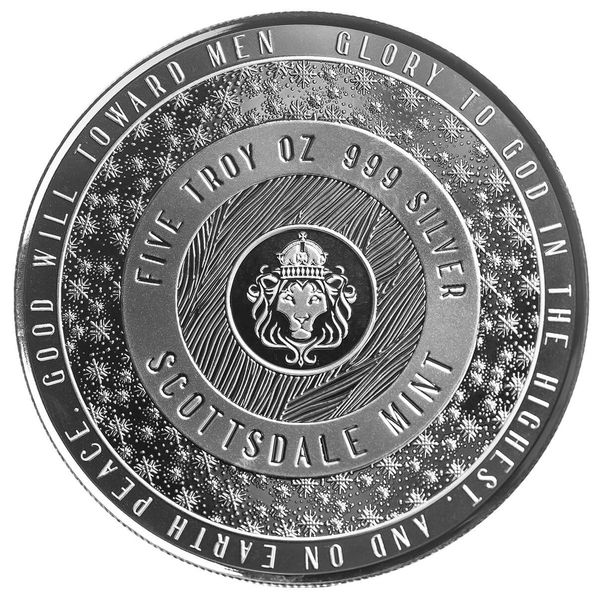 2024 Scottsdale Mint Bethlehem Nativity And Star 5 Troy Ounce 999 Fine Silver Proof Like Round 02