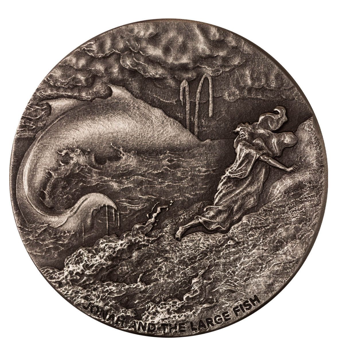 2024 Scottsdale Mint Niue Biblical Series Jonah And The Large Fish 2 Troy Ounce 999 Fine Silver Antique Coin 02