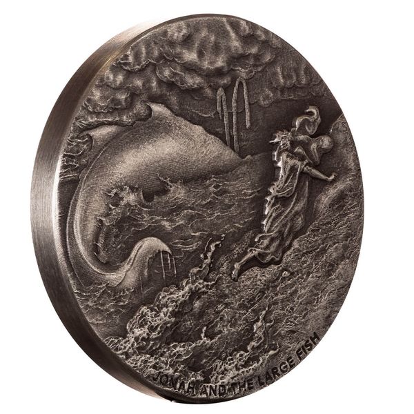 2024 Scottsdale Mint Niue Biblical Series Jonah And The Large Fish 2 Troy Ounce 999 Fine Silver Antique Coin 03