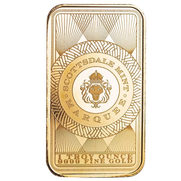Scottsdale Mint Marquee Peacock 1 Troy Ounce 9999 Fine Gold Bar 01