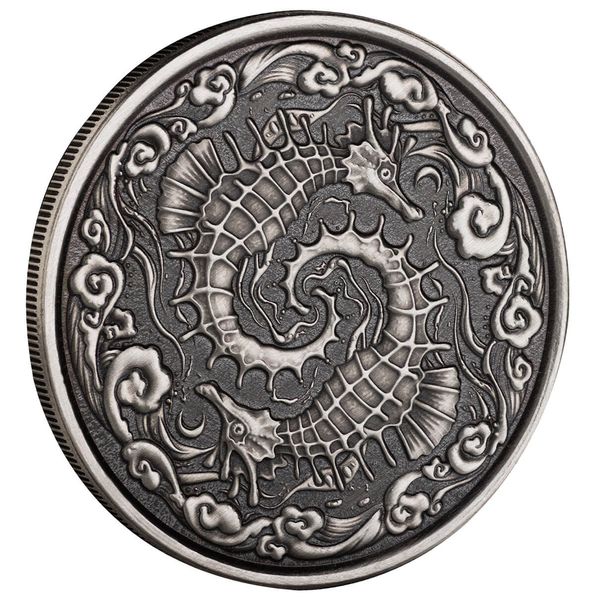 Scottsdale Mint Antiqued Seahorse One Troy Ounce 999 Fine Silver Serialized Round 4