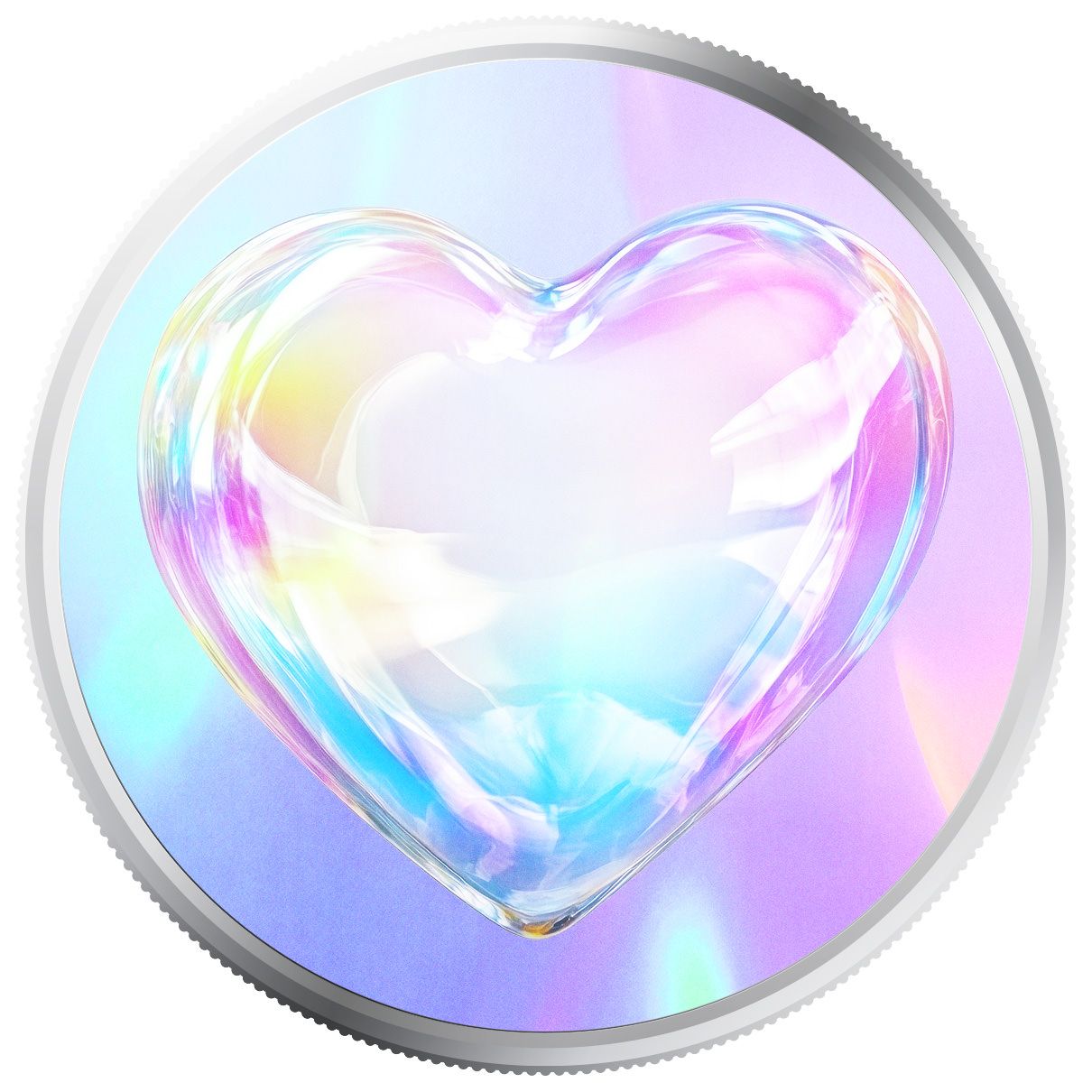 2025 Scottsdale Mint Valentines Day 999 Fine Silver Color Round 06 Holographic Heart