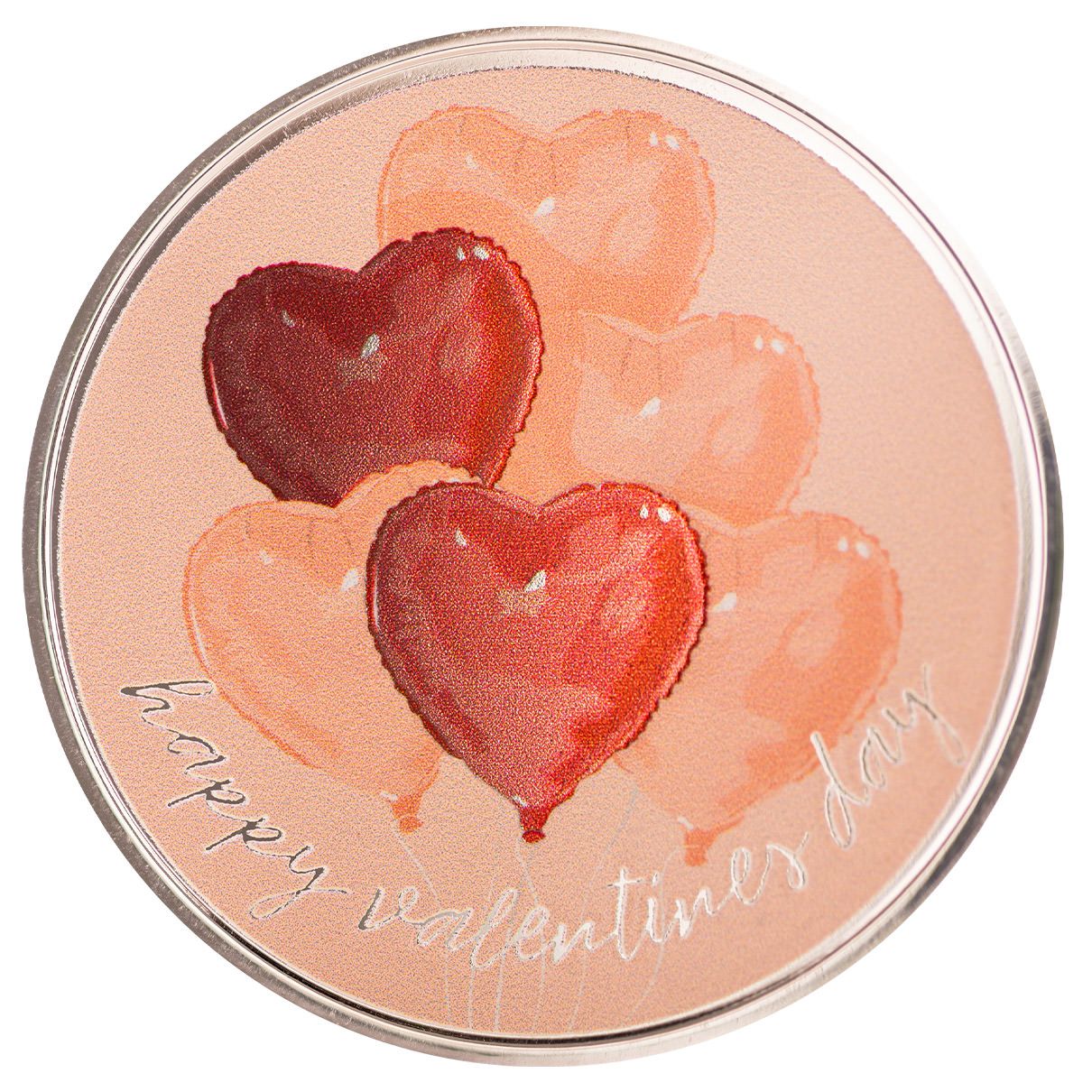 2025 Happy Valentines Day Balloons Scottsdale Mint 1 Troy Ounce 999 Fine Silver Color Bar 22