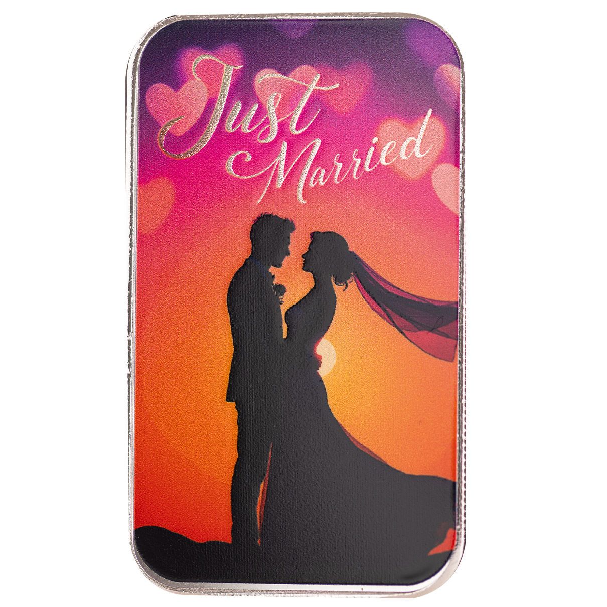 2025 Just Married Sunset Scottsdale Mint 1 Troy Ounce 999 Fine Silver Color Bar 18