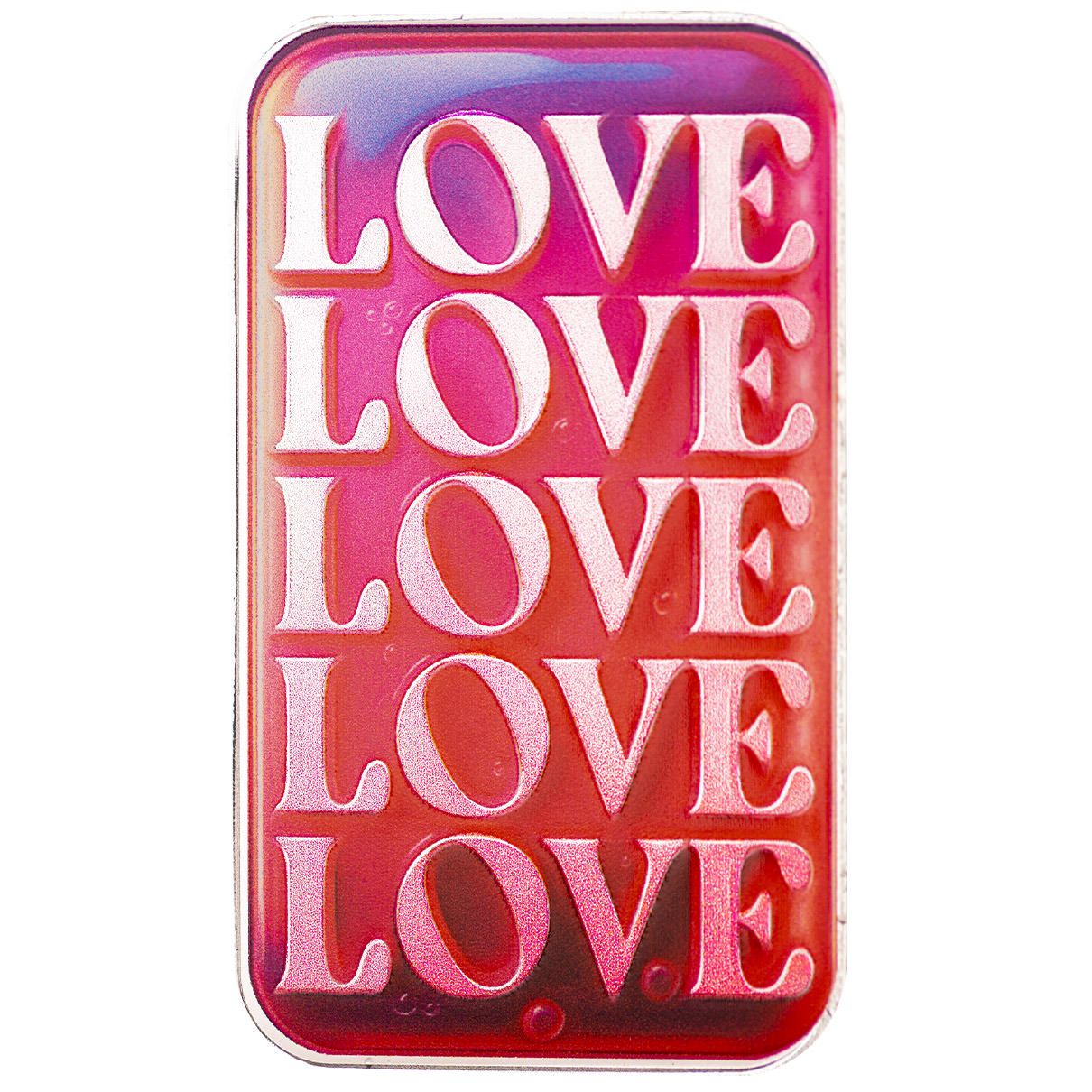 2025 Love Love Love Scottsdale Mint 1 Troy Ounce 999 Fine Silver Color Bar 16