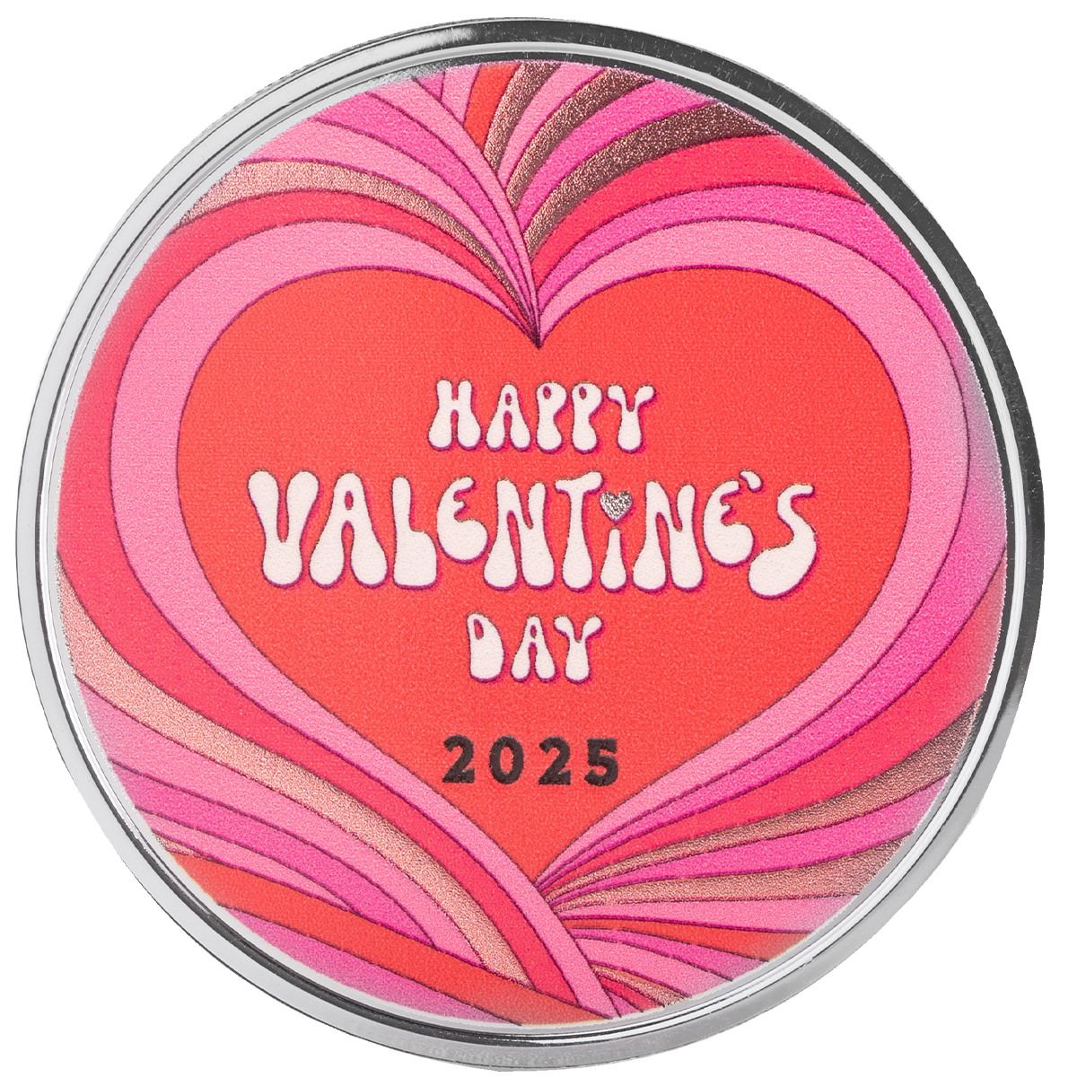 2025 Scottsdale Mint Happy Valentines Day 1 Troy Ounce 999 Fine Silver Round 1