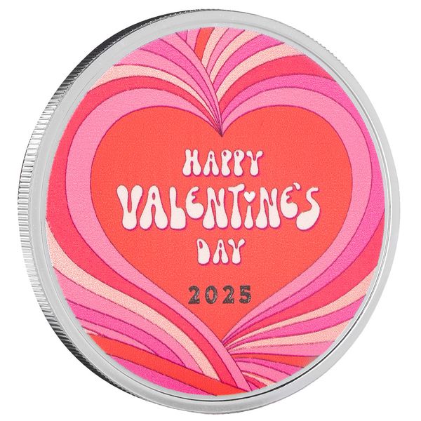 2025 Scottsdale Mint Happy Valentines Day 1 Troy Ounce 999 Fine Silver Round 2