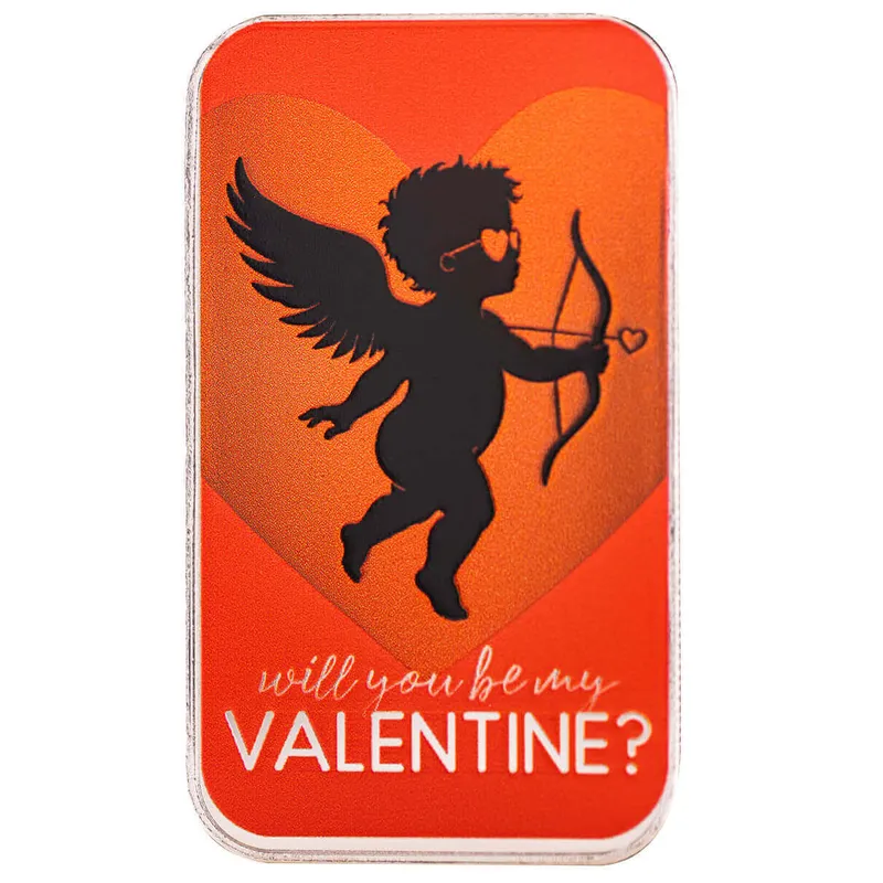 2025 Will You Be My Valentine Scottsdale Mint 1 Troy Ounce 999 Fine Silver Color Bar 27