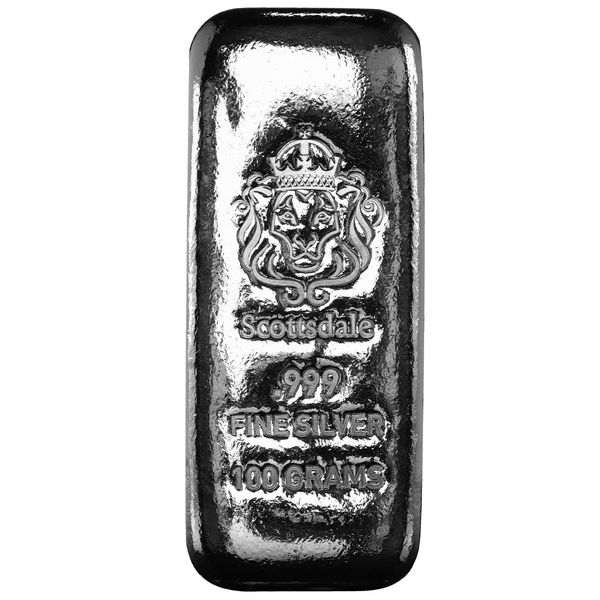 Scottsdale Mint Lion 100 Grams 999 Fine Silver Cast Bullion Bar 11