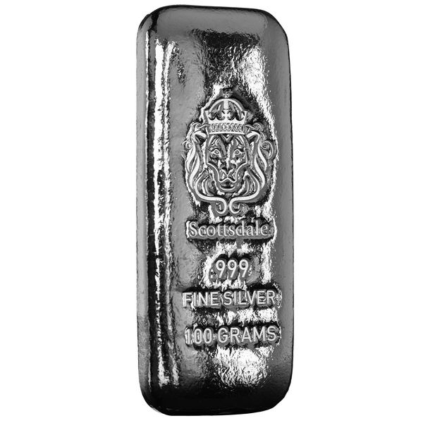 Scottsdale Mint Lion 100 Grams 999 Fine Silver Cast Bullion Bar 9