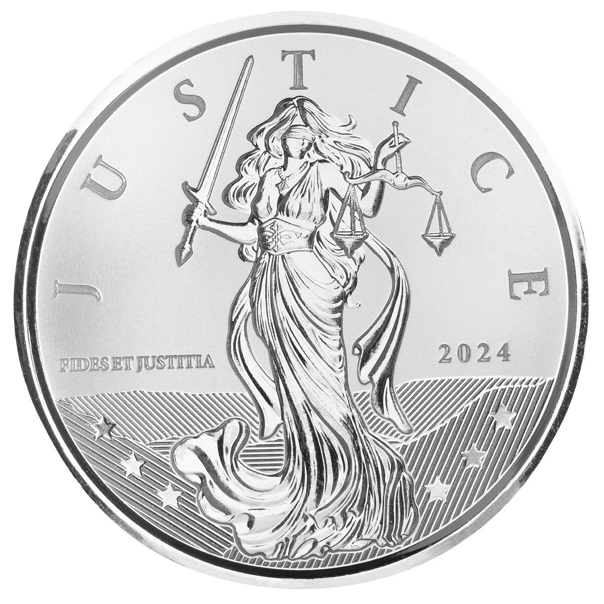 2024 Scottsdale Mint Gibraltar Lady Justice 1 Troy Ounce 999 Fine Silver Proof Like Coin 01