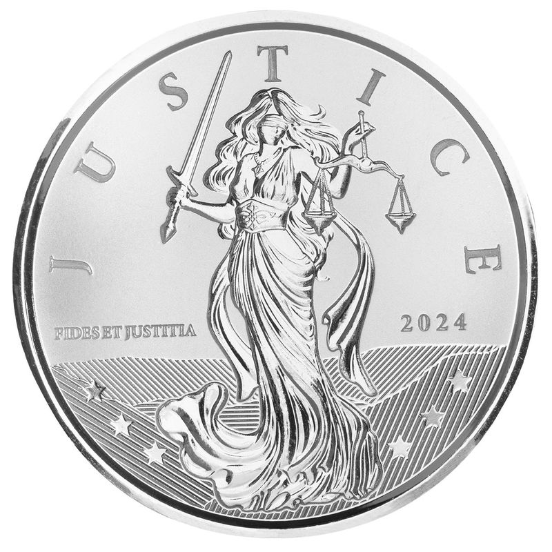 2024 Scottsdale Mint Gibraltar Lady Justice 1 Troy Ounce 999 Fine Silver Proof Like Coin 01