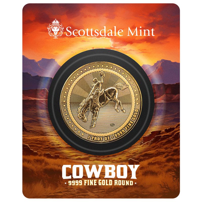 2025 Scottsdale Mint Cowboy 1 Troy Ounce 9999 Fine Gold Round 02